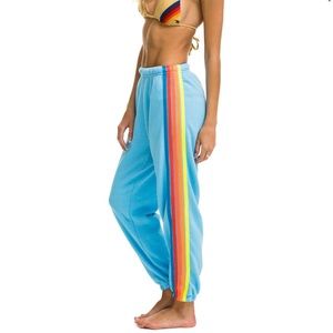5 STRIPE SWEATPANTS - SKY // NEON RAINBOW